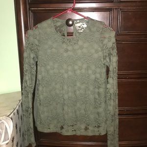 Green lace long sleeve